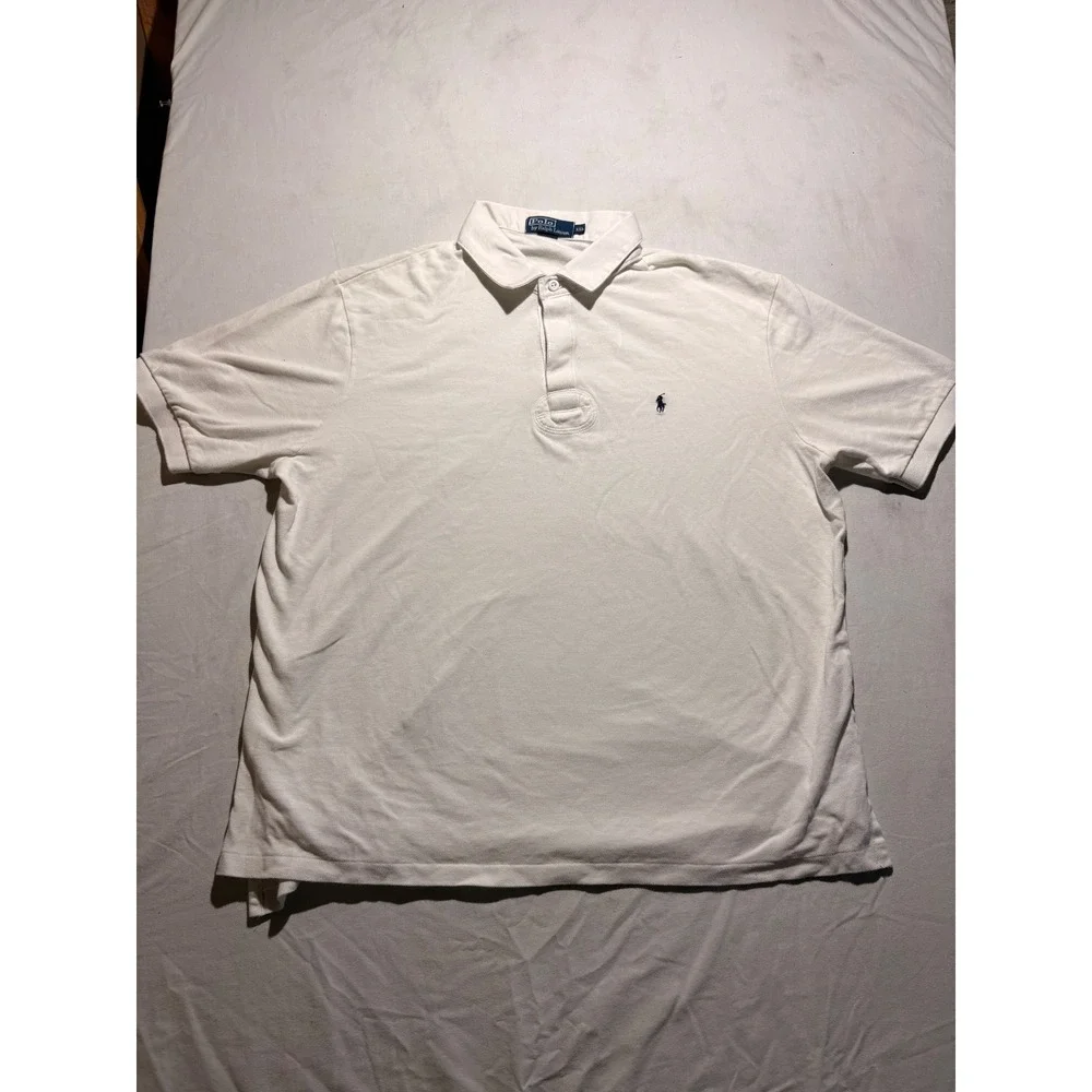 Polo Ralph Lauren Mens XXL White Pique Short Sleeve Pony Logo Polo Shirt